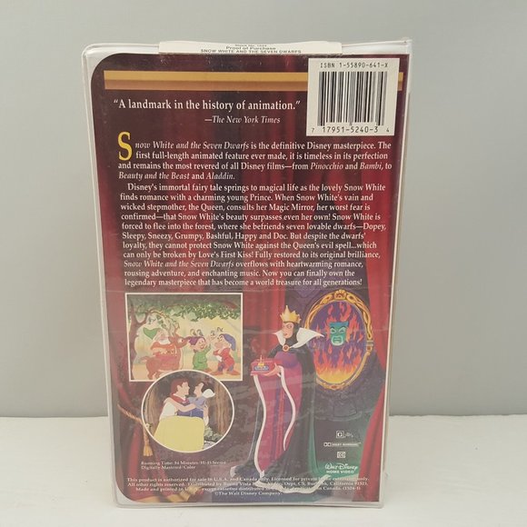 Walt Disney SNOW WHITE AND THE SEVEN DWARFS MASTERPIECE VHS 1524 - Picture 3 of 8